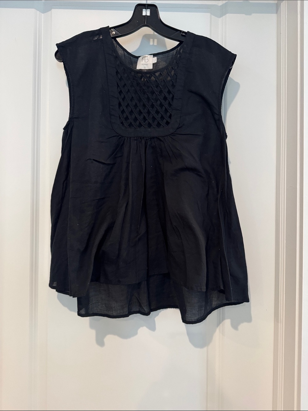 HD in Paris Black Sleeveless Scoop-Neck Tank with Lattice Yoke